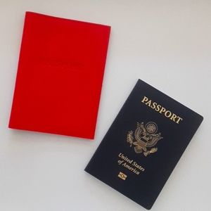 Leather Passport Cover Bright Red